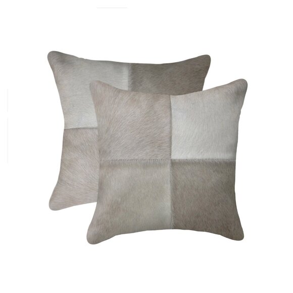 Natural Home Decor Torino Cowhide Pillow | 2-Piece | Grey | 18"x18" - Picture 1 of 3